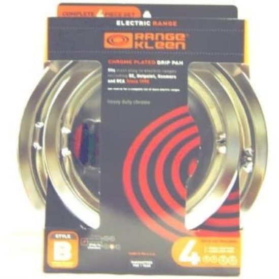Range Kleen Electric (2) 6" & (2) 8" Style B Round Chrome Drip Pan