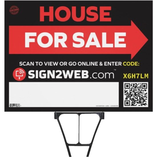 Sign2Web 18 In. x 24 In. Double Sided House For Sale with Arrow Sign