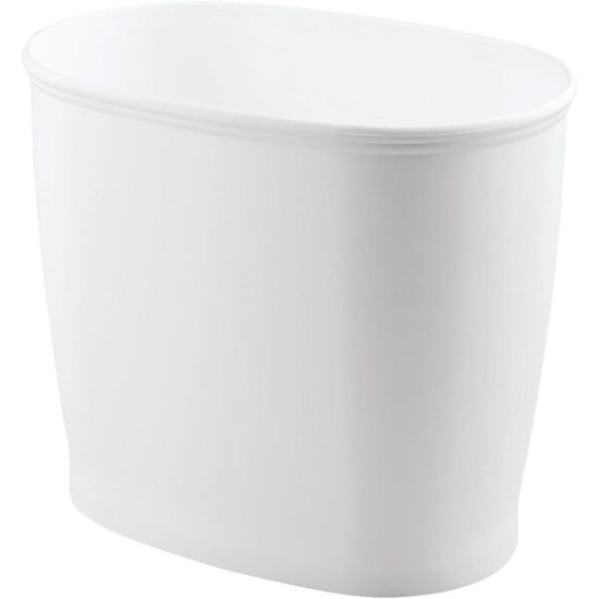 iDesign Kent 2 Gal. White Oval Wastebasket