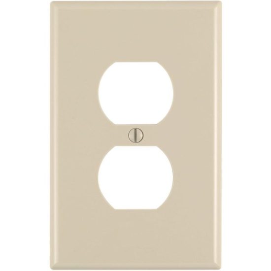 Leviton Mid-Way 1-Gang Thermoplastic Nylon Outlet Wall Plate, Ivory