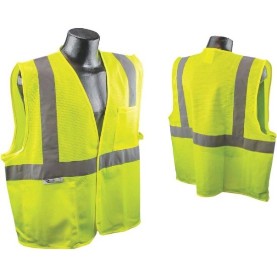 Radians Rad Wear ANSI Class 2 Hi Vis Green Safety Vest, XL