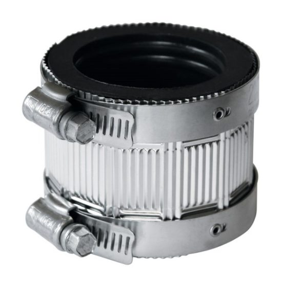 Black Swan 2 In. x 1-1/2 In. Neoprene No-Hub Coupling with Stainless Steel Clamps