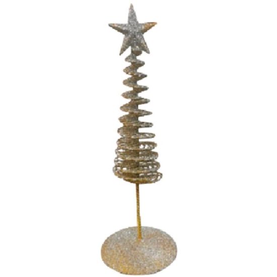 14 In. Champagne Gold Spiral Wire Christmas Tree