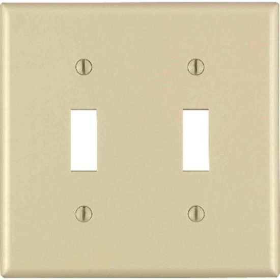 Leviton 2-Gang Plastic Toggle Switch Wall Plate, Ivory