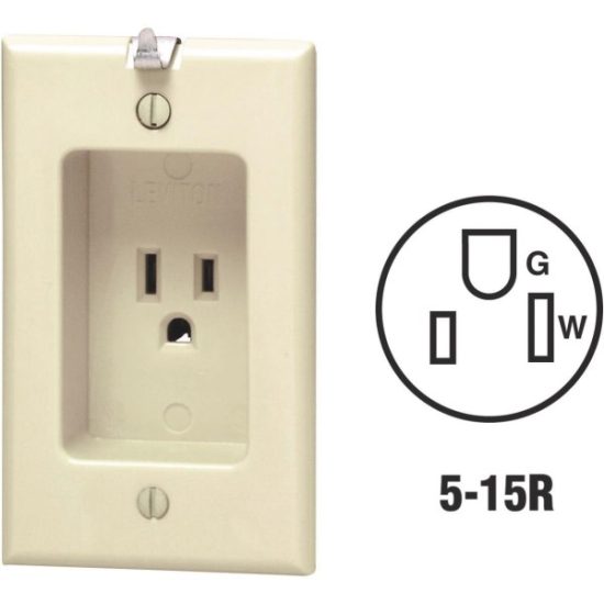 Leviton 15A Ivory Residential Grade 5-15R Single Clock Outlet