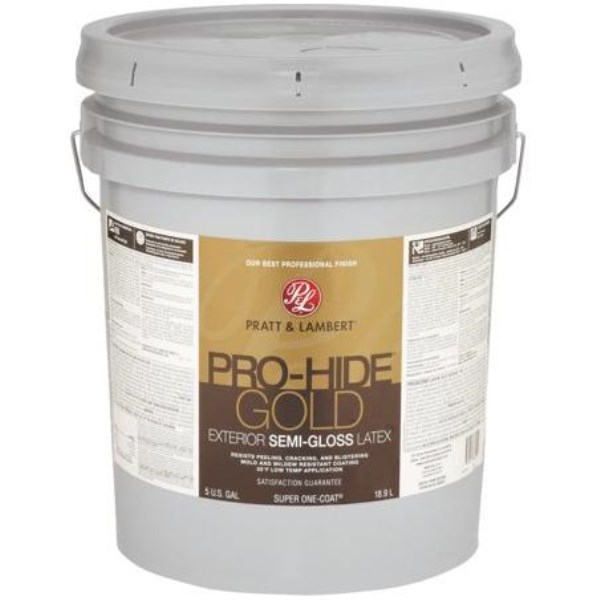 Pratt & Lambert Pro-Hide Gold Latex Semi-Gloss Exterior House Paint, Base 2, 5 Gal.