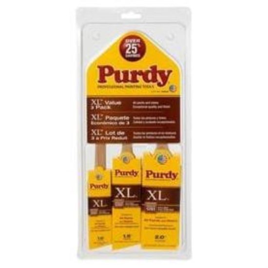 Purdy XL 1 In. Angle, 1-1/2 In. Angle, 2 In. Flat Trim Polyester-Nylon Paint Brush Set (3-Pack)