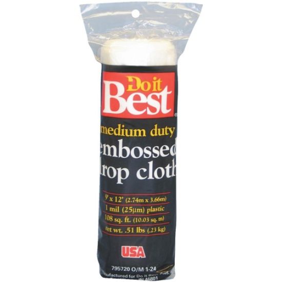 Do it Best Embossed Plastic 9 Ft. x 12 Ft. 1 mil Drop Cloth