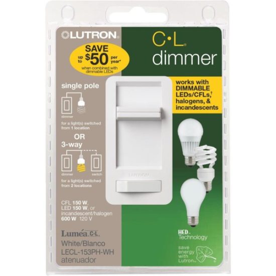 Lutron Lumea Incandescent/Halogen/LED/CFL White Slide Dimmer Switch