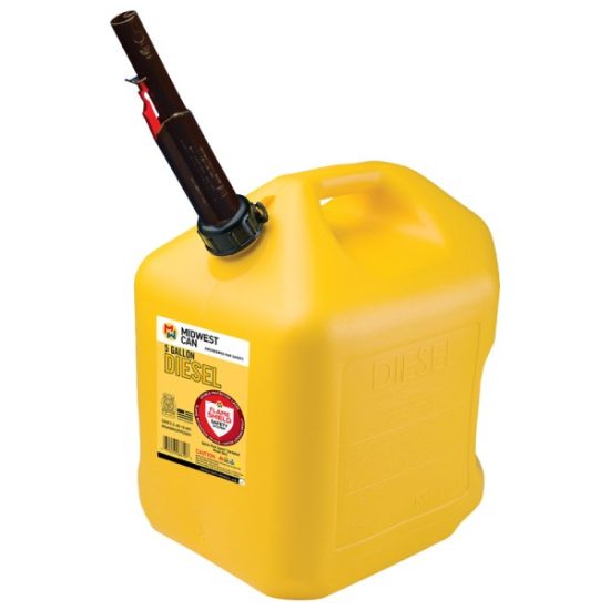 Midwest Can 5 Gal. Plastic Auto Shut Off Diesel Fuel Can, Yellow