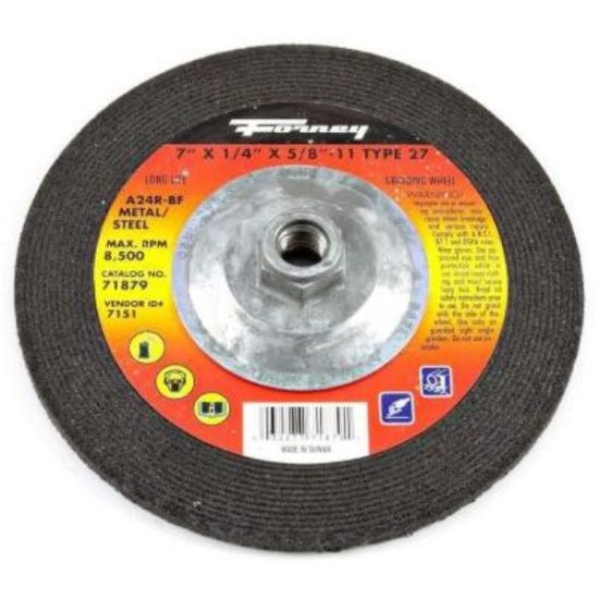 7 in. x 1/4 in. x 5/8 in.-11 Threaded Metal Type 27 A24R Grinding Wheel