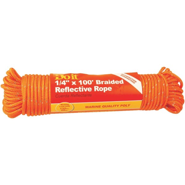 Do it Best 1/4 In. x 100 Ft. Orange Braided Reflective Polypropylene Packaged Rope