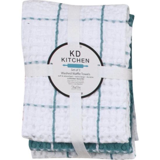 Kay Dee Designs Aqua Haze Waffle Kitchen Towel (3-Pack)