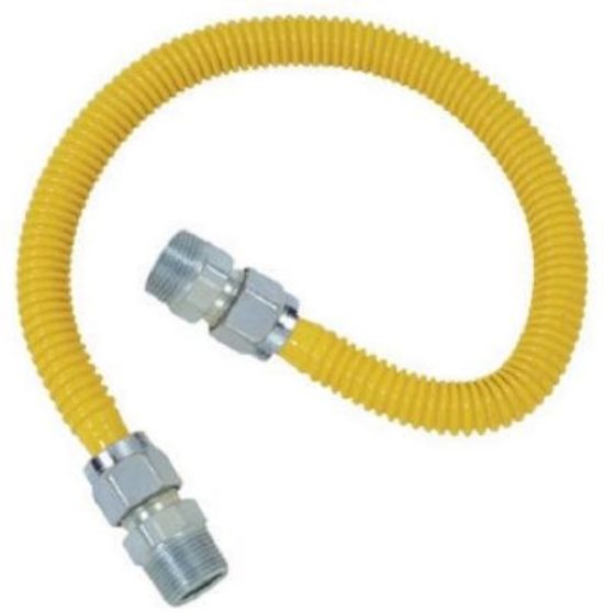 Dormont 5/8 In. OD x 48 In. Coated Stainless Steel Gas Connector, 3/4 In. MIP x 1/2 In. MIP (Tapped 3/8 In. FIP)