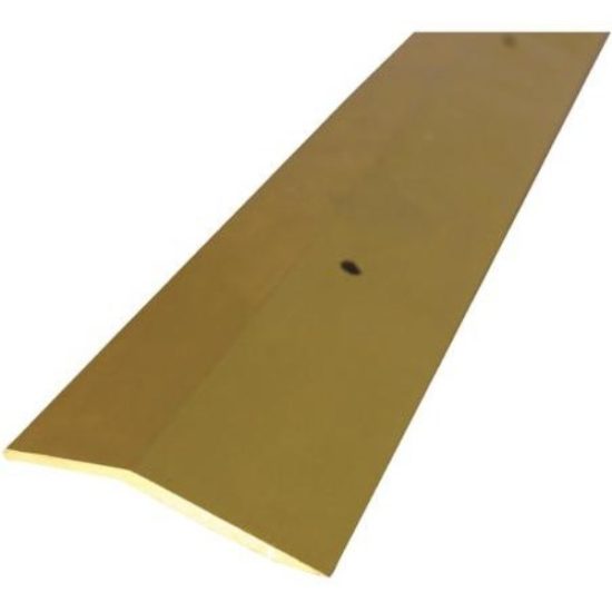 M-D Satin Brass Smooth 2 In. x 3 Ft. Aluminum Carpet Trim Bar, Extra Wide