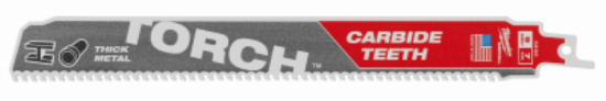 Milwaukee SAWZALL The TORCH 9 In. 7 TPI Metal Demolition Reciprocating Saw Blade with Carbide Teeth