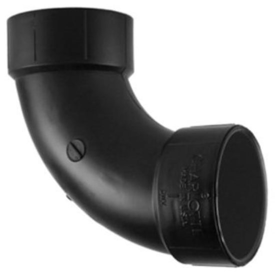 Charlotte Pipe 3 In. Hub x Hub 90 Deg. Long Sweep ABS Elbow (1/4 Bend)
