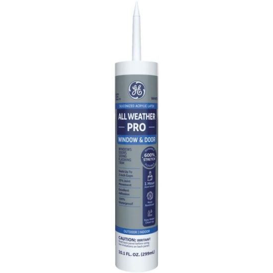 GE All Weather Pro 10.1 Oz. White Window & Door Siliconized Acrylic Latex Caulk