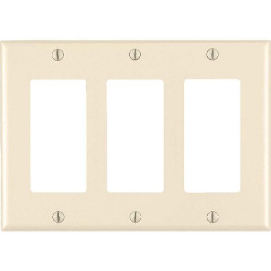 Leviton Decora 3-Gang Smooth Plastic Rocker Decorator Wall Plate, Light Almond