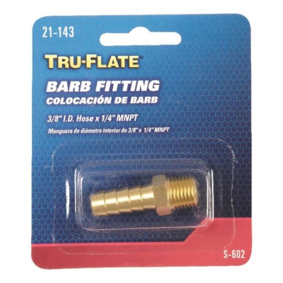 Tru-Flate 3/8 In. Barb 1/4 In. MNPT Brass Hose End