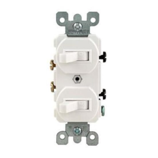 Leviton Single Pole White 15A Quiet Duplex Switch