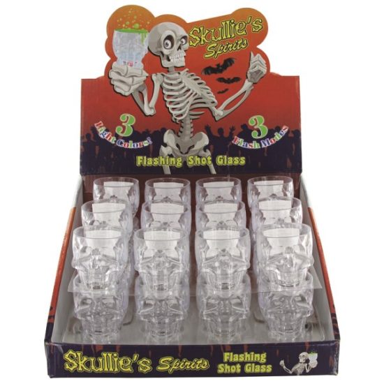 DM Merchandising Skullies Spirits Halloween Flashing Shot Glass Metal/Plastic 24 pk