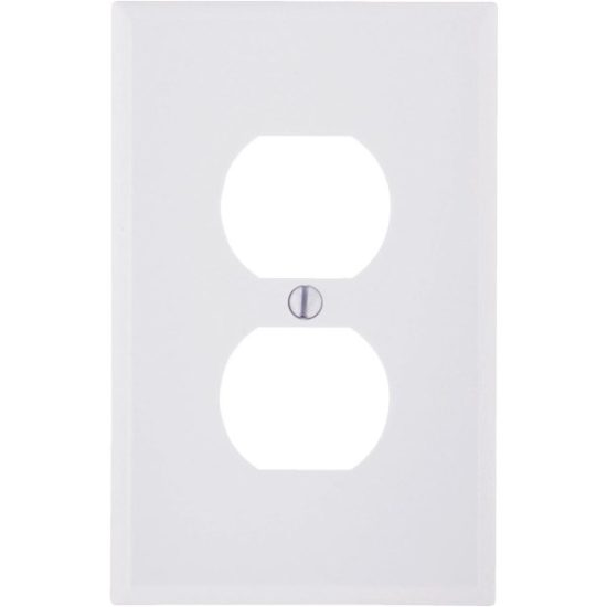 Leviton Mid-Way 1-Gang Smooth Plastic Outlet Wall Plate, White