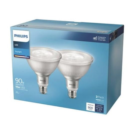 Philips 90W Equivalent Daylight PAR38 Medium LED Floodlight Light Bulb (2-Pack)