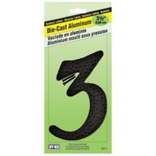Hy-Ko 3-1/2 In. Black Hammered House Number Three