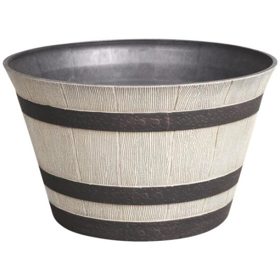 Southern Patio 15.5 In. x 9 In. Resin Birchwood Whiskey Barrel Planter