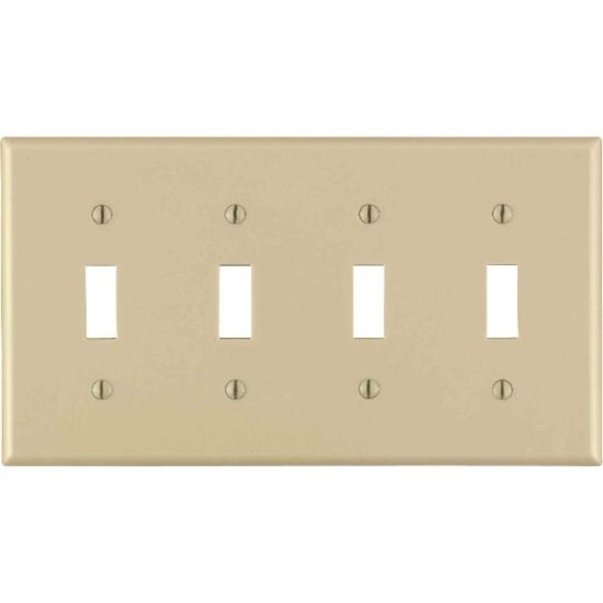 Leviton 4-Gang Plastic Toggle Switch Wall Plate, Ivory