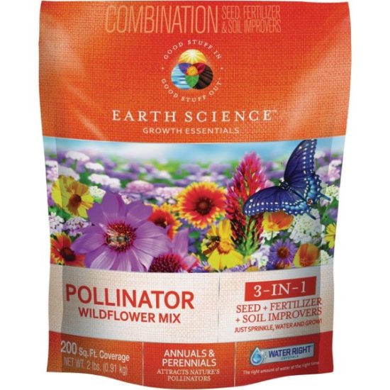 Earth Science All-In-One 2 Lb. 200 Sq. Ft. Coverage Pollinator Wildflower Seed Mix