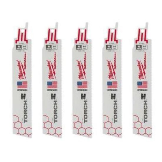 Milwaukee SAWZALL The TORCH 6 In. 14 TPI Metal Demolition Reciprocating Saw Blade (5-Pack)