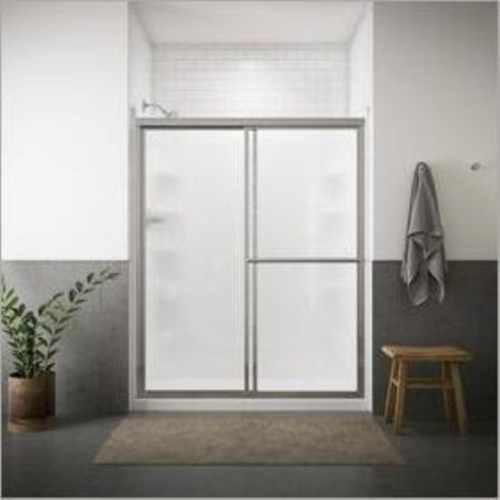 Sterling Deluxe 59-3/8 In. W. X 70 In H. Chrome Rain Glass Sliding Shower Door