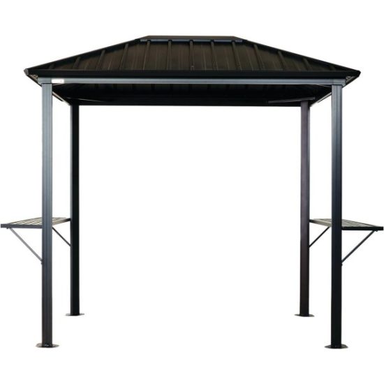 Sojag Dakota 6 Ft. x 8 Ft. Brown Powder-Coated Metal Grill Gazebo with Shelves