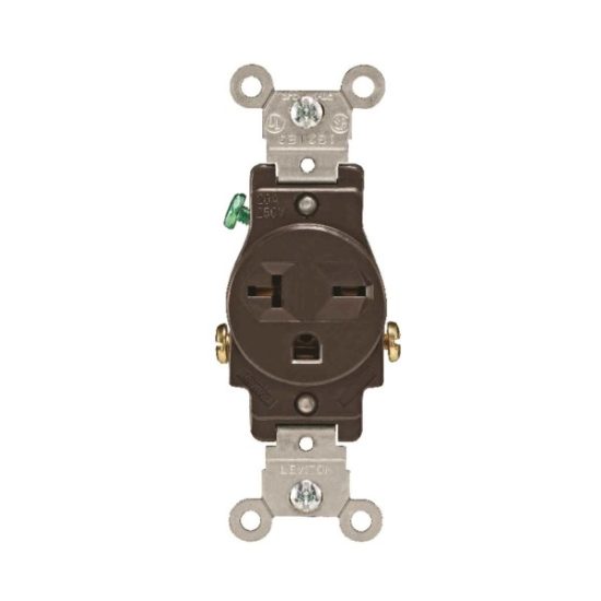 Leviton 20A Brown Heavy-Duty 6-20R Grounding Single Outlet