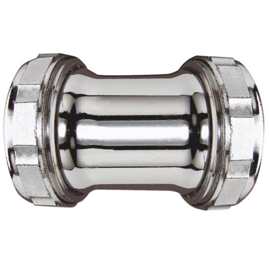Do it 1-1/4 In. Chrome-Plated Brass Straight Coupling