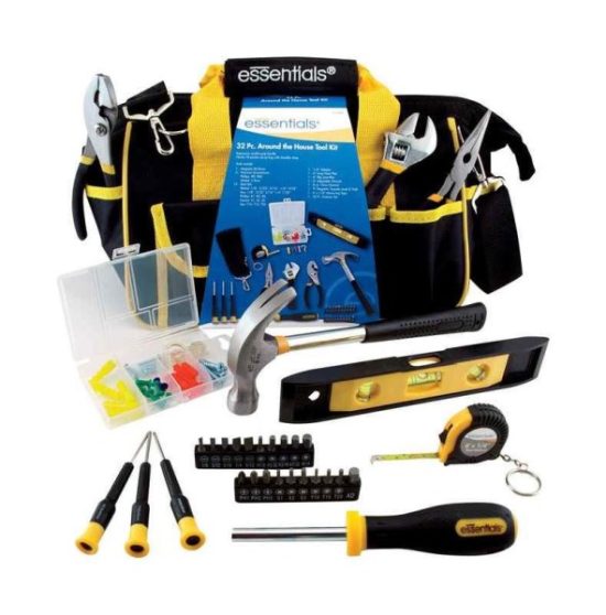 Essentials Around-the-House Homeowner's Tool Set with Black Tool Bag (32-Piece)