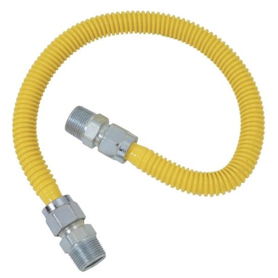 Dormont 5/8 In. OD x 72 In. Coated Stainless Steel Gas Connector, 1/2 In. MIP (Tapped 3/8 In. FIP) x 1/2 In. MIP (Tapped 3/8 In. FIP)