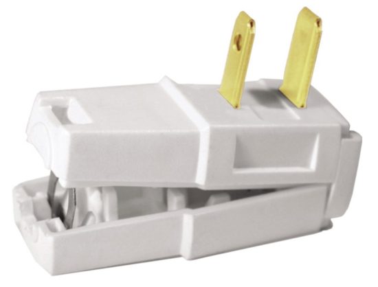 Leviton 15A 125V 2-Wire 2-Pole Easy Wire Cord Plug, White