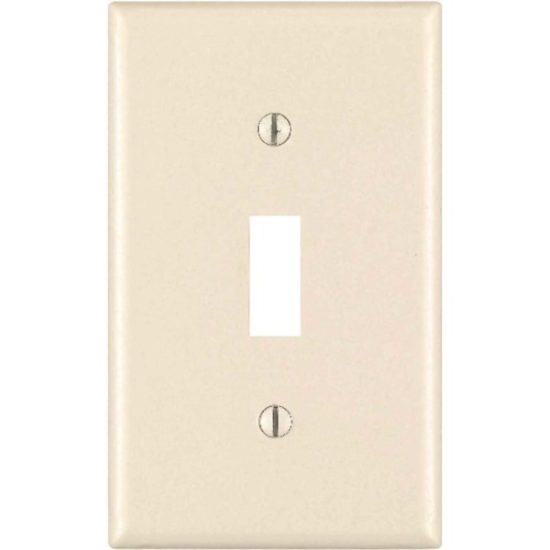 Leviton 1-Gang Plastic Toggle Switch Wall Plate, Light Almond