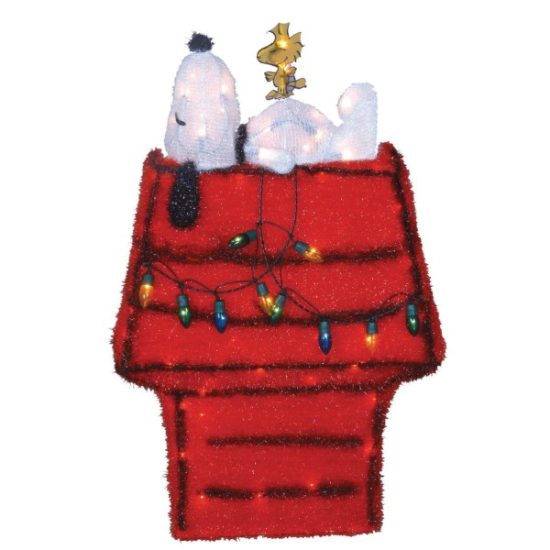Peanuts 26 In. LED Snoopy & Woodstock on Doghouse Holiday Figure