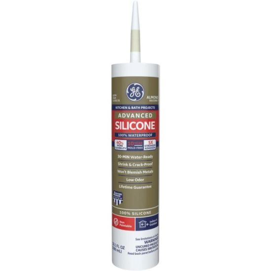 GE Advanced Silicone 2 Kitchen & Bath Sealant (GE5060), Almond, 10.1oz