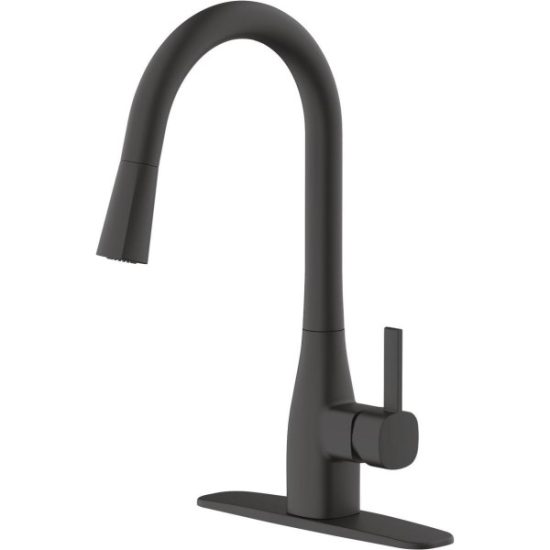 Home Impressions Single Handle Pull-Down Kitchen Faucet, Matte Black