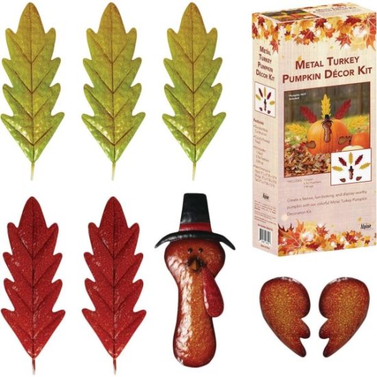 Alpine Metal Leaf Turkey Pumpkin Decoration Kit