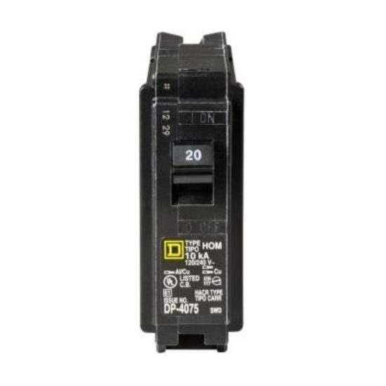 Square D Homeline 20A Single-Pole Standard Trip Circuit Breaker