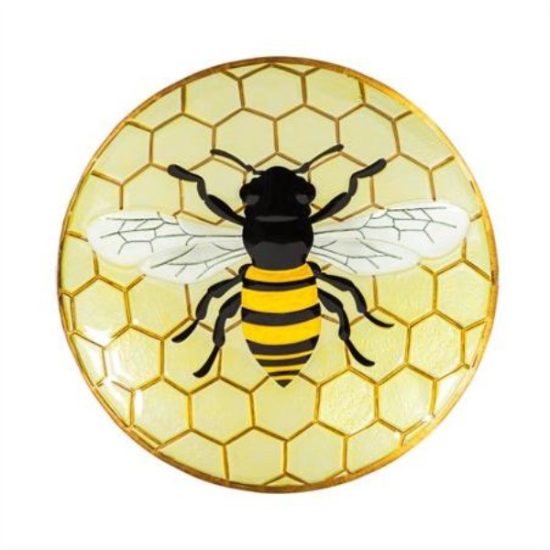 18" Glass Bird Bath, Bee