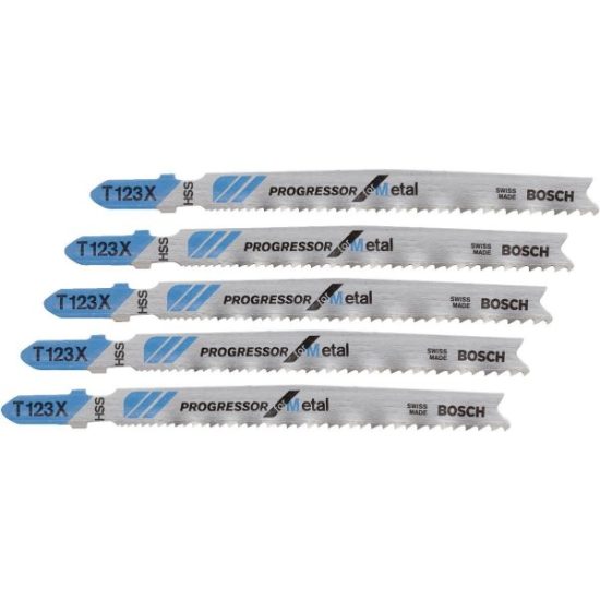 Bosch T-Shank 4 In. x 10-24 TPI High Speed Steel Jig Saw Blade, Progressor for Metal (5-Pack)