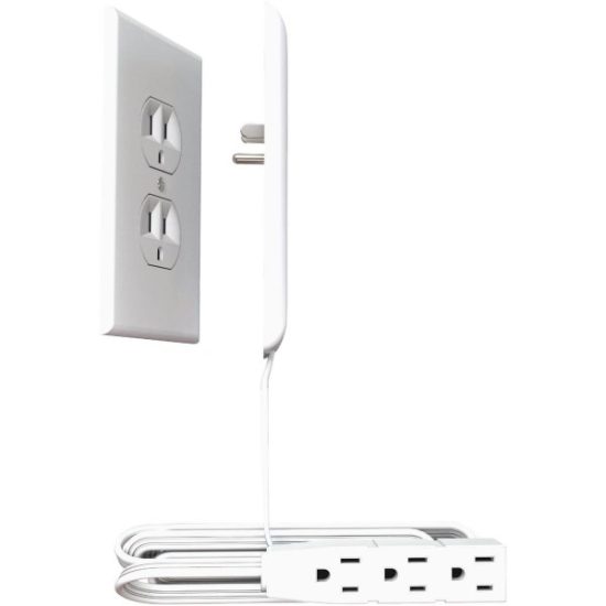 Sleek Socket 3-Outlet White Ultra-Thin Electrical Outlet Cover Power Strip with 8 Ft. Cord