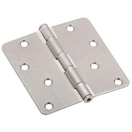National 4 In. x 1/4 In. Radius Satin Nickel Door Hinge